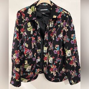 Requirements Quilted Jacket Floral Baskets Snap Buttons Women Size medium